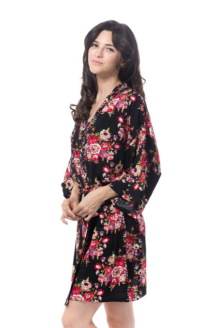 Navy Cotton Floral Blossom Robe