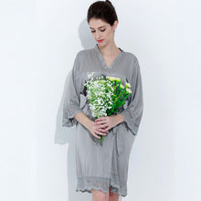 Satin Solid Lace Trim Robe