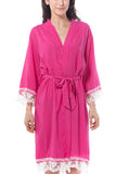 Cotton Lace Trim Robe Hot Pink 