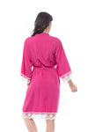 Hot pink Cotton Lace Trim Robe 