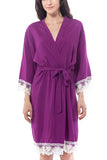  Cotton Lace Trim Robe Purple