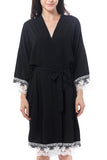 Black Cotton lace trim robe