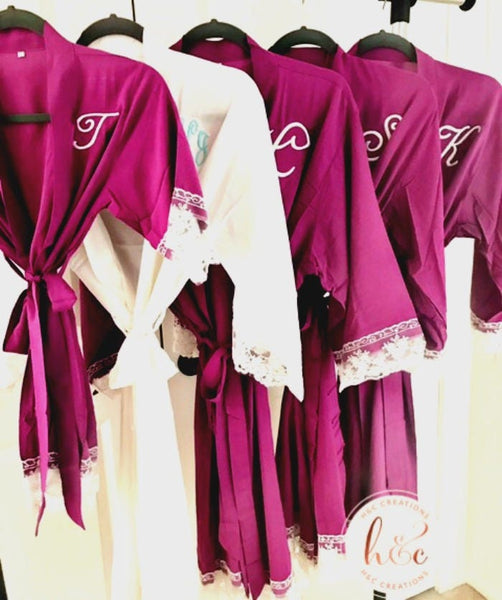 Lace Robe, Set of 1, 2, 3, 4, 5, 6, 7, 8, 9, 10,  Bridal Robe Set, Bridal Party Cotton Robe, Monogram Robes, Bridesmaid Gifts,Wedding Robes