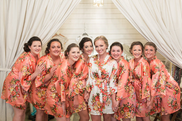 Bridesmaid Robes, Floral Robes, Floral Bridesmaid Robes, Silk Robes, Satin Robes, Robes for Bridesmaids, Kimono Robes