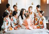 Set of 8 Robes, Bridesmaid Robes, Flora Robes, Bridesmaid Gift, Bridal Robe, Satin Floral Robe, Bridesmaid Gifts, Bridal Robes Set