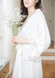 Cotton Lace Robes for Bridesmaid and Bride, Bridesmaid Gifts, White Bridal Robe, Bride Robe,  Bridal Party Gifts