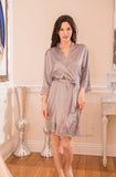Bridesmaid Robes, Bridesmaid Lace Robes, Lace Bridal Robes, Bridal Party Robes, Satin Robes Grey & Pink Robes Lace Robes