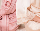 Pink Bridesmaid robes, white bridal robe, bridesmaid gift, bridal party robes, robe, bride robe, satin robe, wedding robes