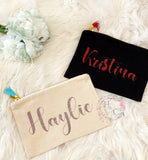 Personalized Makeup Bag with Tassel, Custom Name Make Up Bag, Best Friend Gift, Bridesmaids Gift,