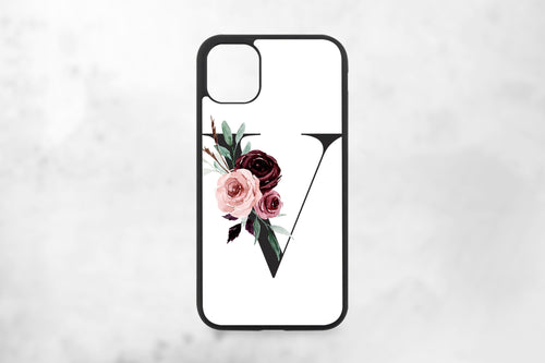 Floral initial iPhone 12 Pro Max Case, Personalized Names Custom Phone Case Cover, IPhone 12 Case,