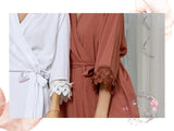 Rayon Cotton Bridesmaid Robes with Lace Trim, Bridesmaid Gifts, Getting Ready Robes, Plus Size Robes, Cotton Lace Robes, Bella