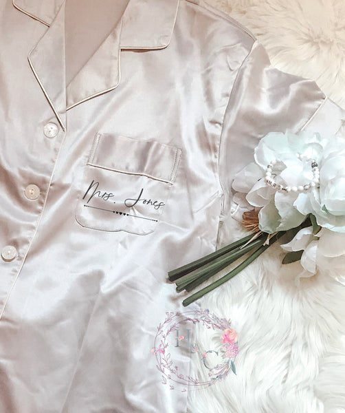 Soft Satin Short Sleeve + Shorts Wedding Pajamas set, Bridesmaid pajamas, Wedding pajamas, Bridesmaid Gift