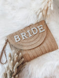 Bridal Gift for Bride, Honeymoon Bride Straw Purse, Bride Gift Ideas Straw Shoulder Bag, Wedding Gift Bride bag clutch gift