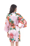 Satin Watercolor floral rose robe